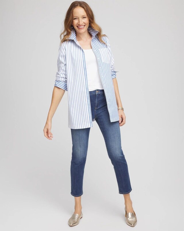 No Iron Stripe Mix Tunic - image 2